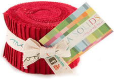 Bella Solids Red Jr Jelly Roll 9900JJR 16 by Moda House Designer for Moda, 2.5