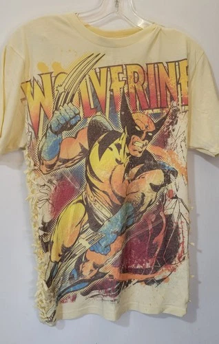 Vintage '09 Marvel Comics Wolverine X-Men Size Medium AOP Fringe Yellow T-shirt