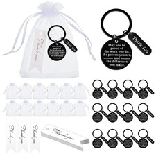 36 Pcs Black Employee Appreciation Gifts, Keychains, Organza Bags, Cards, Bulk