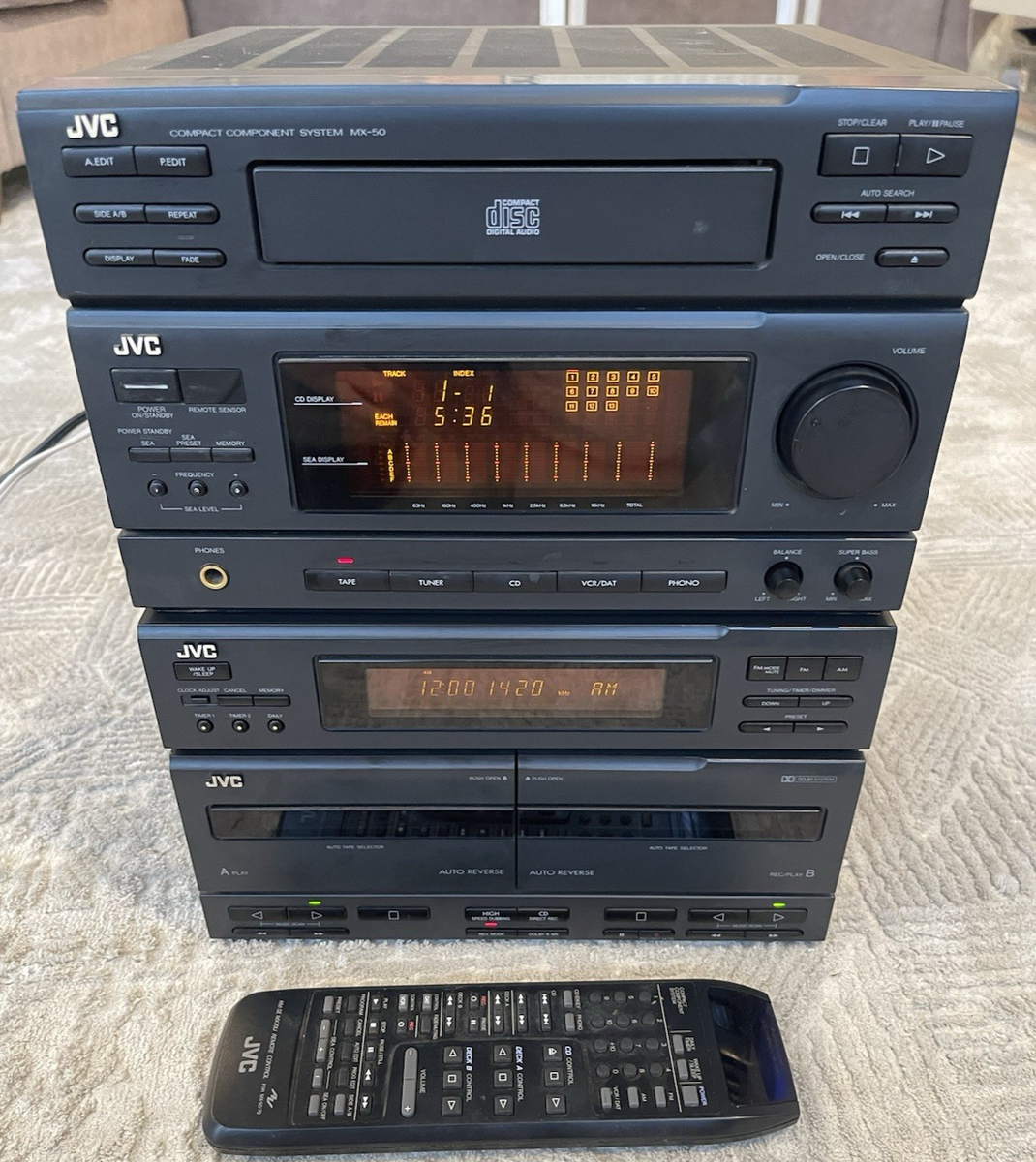 JVC CA-MX50BK Compact Component System Stereo Receiver with Remote