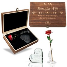 Valentines Day for Wife Engraved Wooden Gift Set 'To My Beautiful Wife' Inclu...