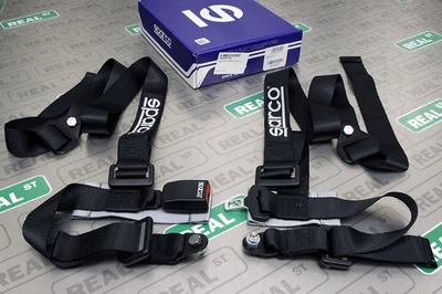 Sparco 4 Point Bolt-In Street Harness Seat Belt 2in Lap & Shoulder Straps Black - Image 1 of 4
