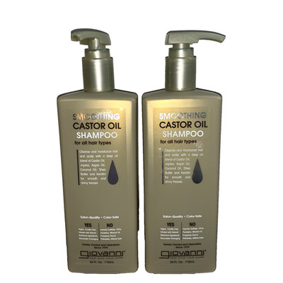 Giovanni Smoothing Castor Oil Shampoo Lot of 2 Jumbo Size 24 fl oz with Keratin!
