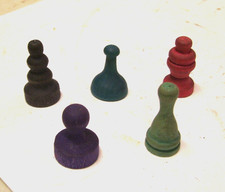1930's Monopoly 5 Wooden Tokens Movers Old Wood Replacement Pieces Vintage