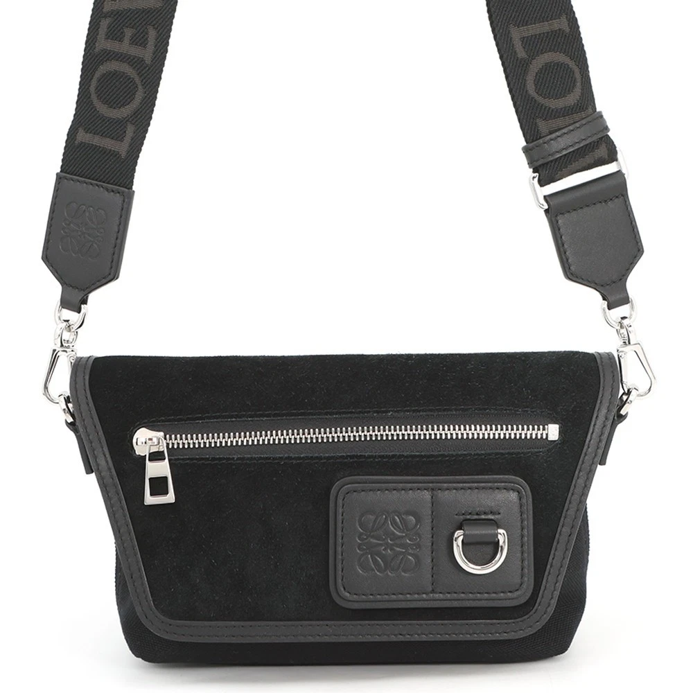 Loewe — LOEWE Flex Messenger Size Mini Suede/Canvas Black CFLXPKPX01