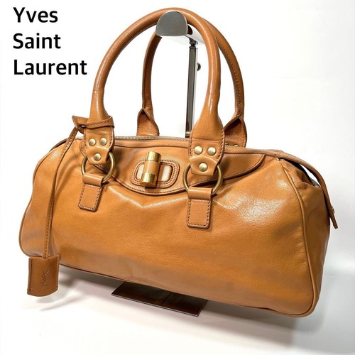 YVES SAINT LAURENT Mini Boston Bag Muse Leather Brown Authentic From Japan
