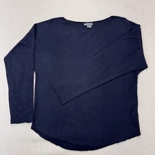 Vince Women's Boat Neck Cashmere Blend Sweater Knitted Navy Blue Sz Small