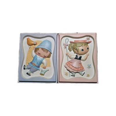 Vintage Nursery Wall Decor Mother Goose Kids Johnson & Johnson Plaques Set