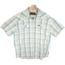Howler Brothers Shirt Men's XL Blue White Plaid H Bar B Cowboy Pearl Snap S/S