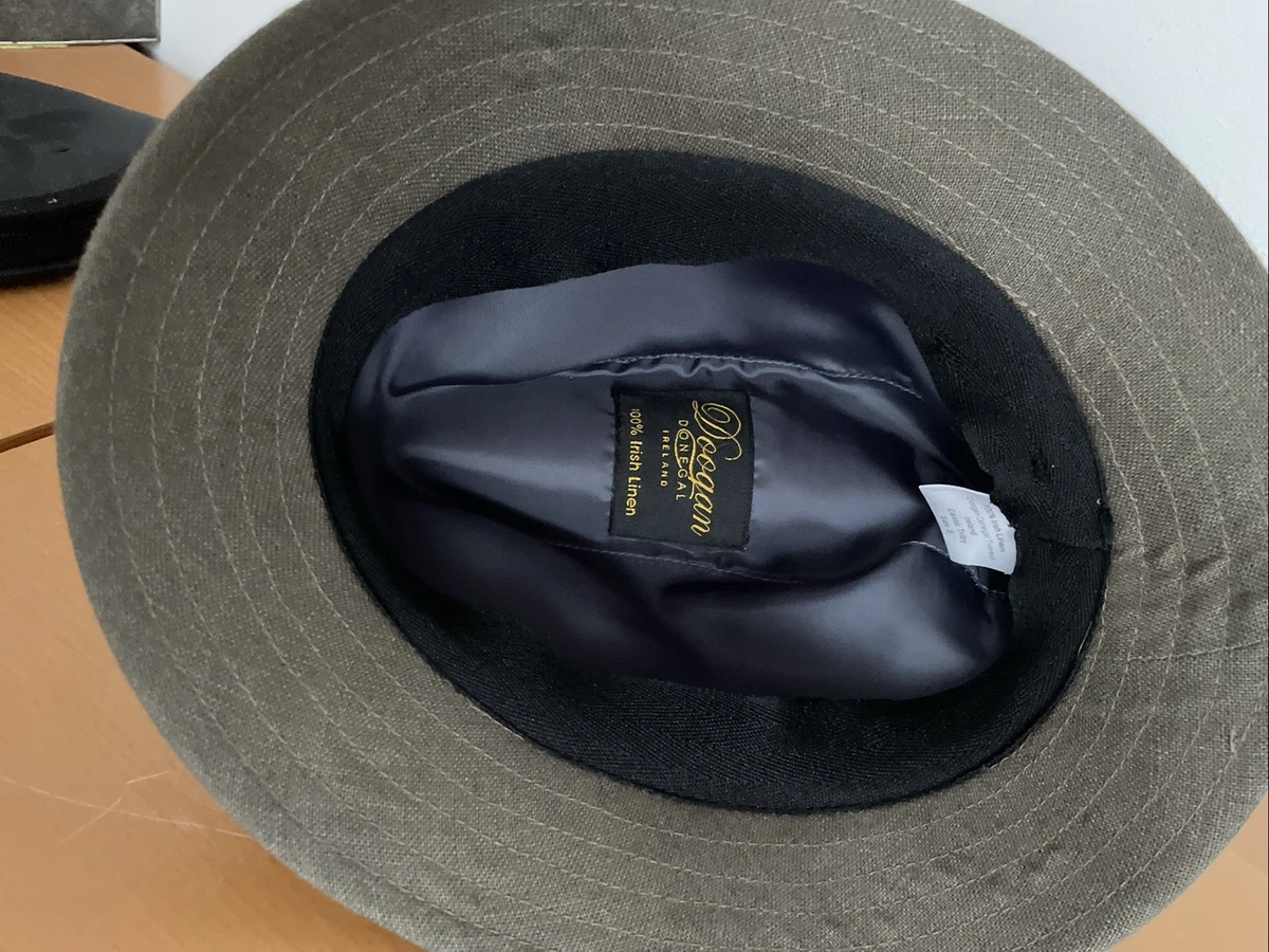 Sombrero Doogan Donegal Tweet 100% lino irlandés talla S Classic Trilby lino gris verde