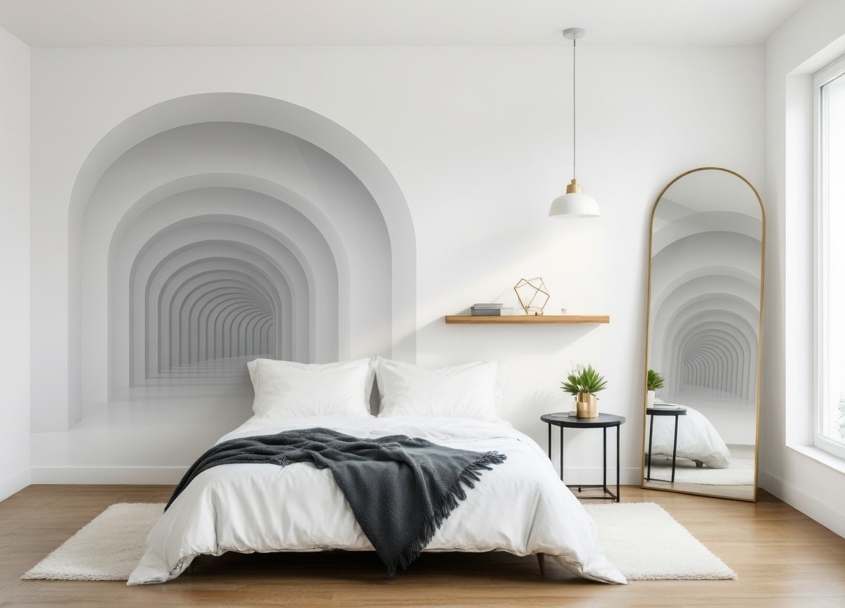 Wallpaper Mural Tunnel door 3D imitation Photo Wall Decor white 100x72 inch