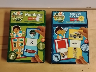 Lot of 2, Go Diego Go! Interactive Slide Flash Cards, Numbers and Shapes/ Colors