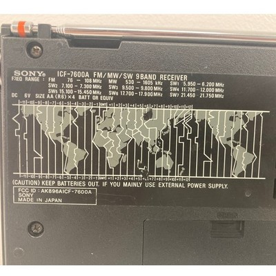 VTG 80s Sony ICF-7600A FM MW SW 9-Band Portable World Receiver
