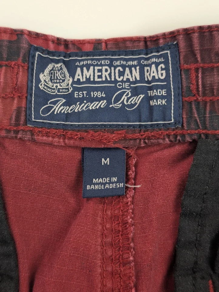 Шорты карго камуфляжные American Rag красные черные мужские размер M эластичные на талии шнурок - Изображение 2 из 4