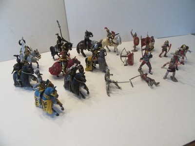 vintage Posten 20 x  SCHLEICH Figuren Ritter Reiter Kämpfer ca. 10-14cm selten