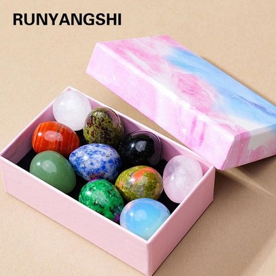 5/7/10pcs /box Natural Crystal Egg Stone Mini Polished Gemstone Jewelry Home Dec