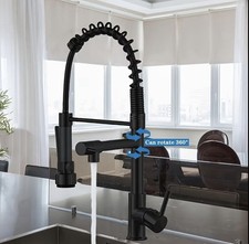 Matt Black Monobloc Kitchen Sink Mixer Tap with Pull Out Hose Spray Single Lever