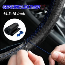 Genuine Leather Diy Car Steering Wheel Cover Stitch On Wrap Breathable Non-slip