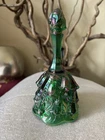 Vtg Fenton Opalescent Lily of the Valley Green Iredescent Glass Bell Signed