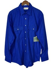 St. John s Bay Vintage 90 s Long Sleeve Chamois Cloth Shirt Blue Mens Size Large