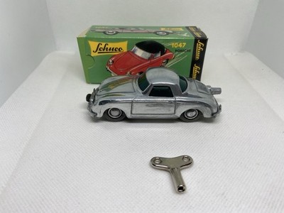 vintage-Schuco- Micro Racer 1047-porsche #0059-chrome color-with replacement key