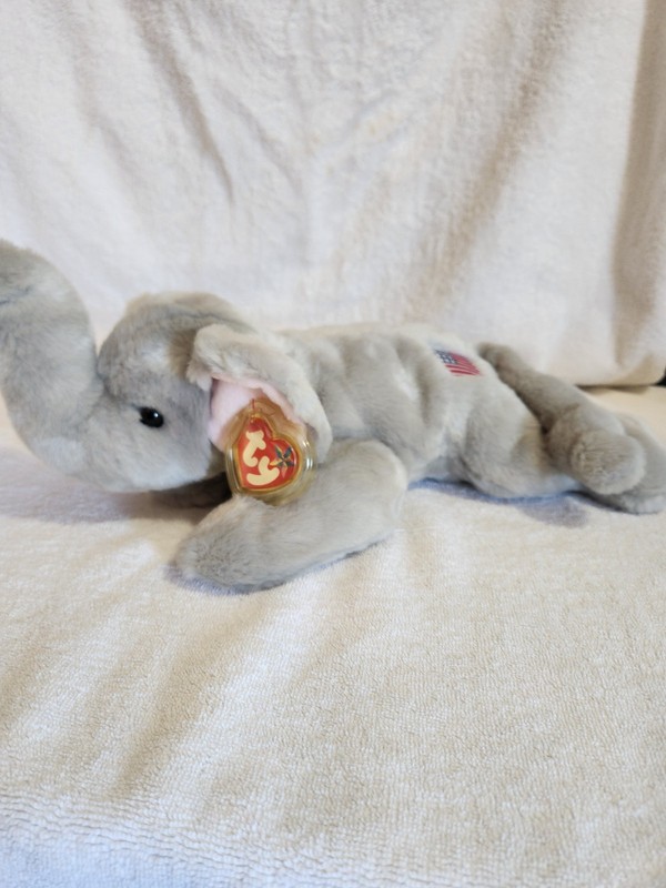 Ty Beanie Buddies Righty Gray Elephant Plush Stuffed Animal 2000 Vintage