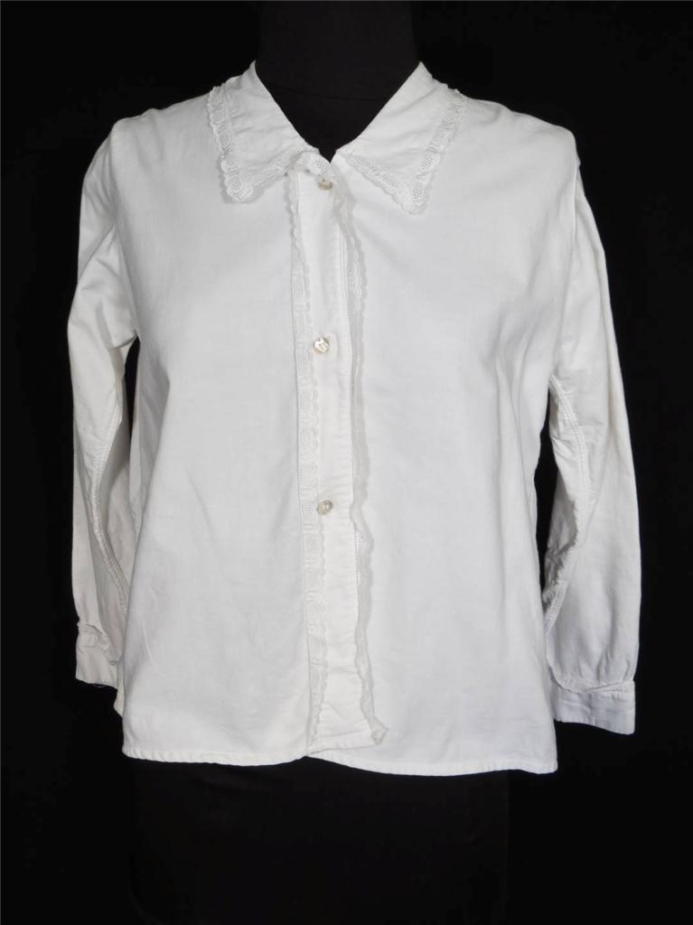 VERY RARE ANTIQUE FRENCH EDWARDIAN WHITE COTTON BLOUS… Gem