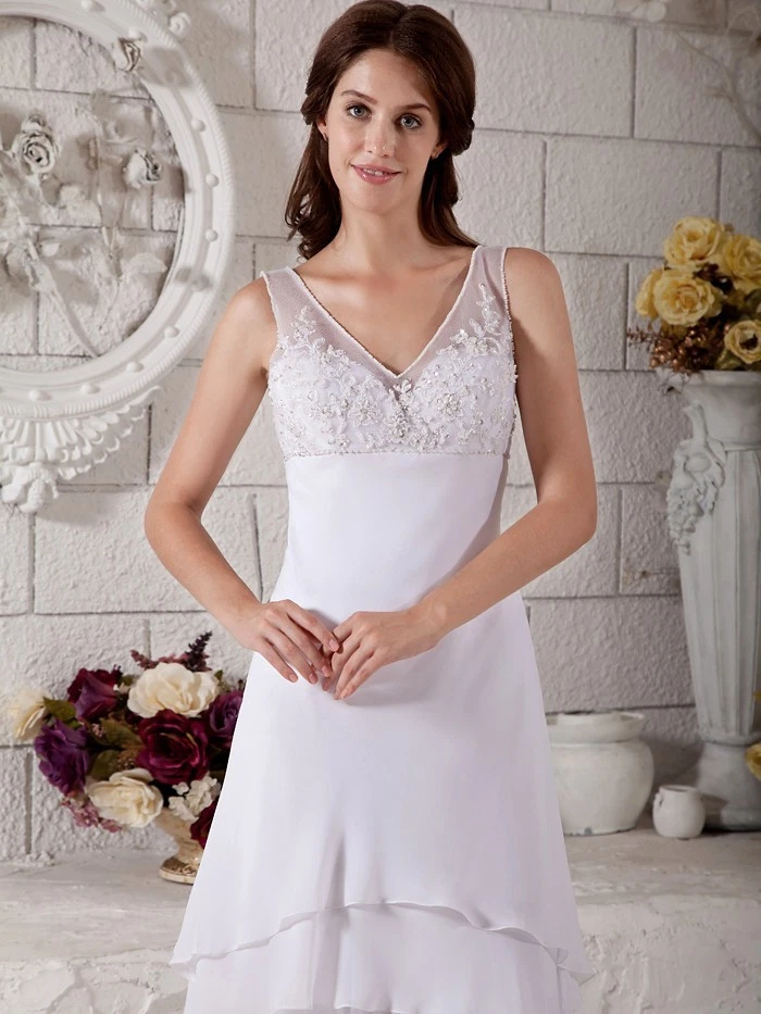 Vestido de novia corto vintage alto bajo largo té informal playa vestido de novia 2026 Foto 4 de 4