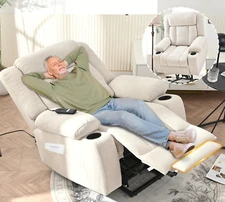 Elderly Power Lift Recliner Chair Electric Sofa w/Cup Holder Extended Footrest