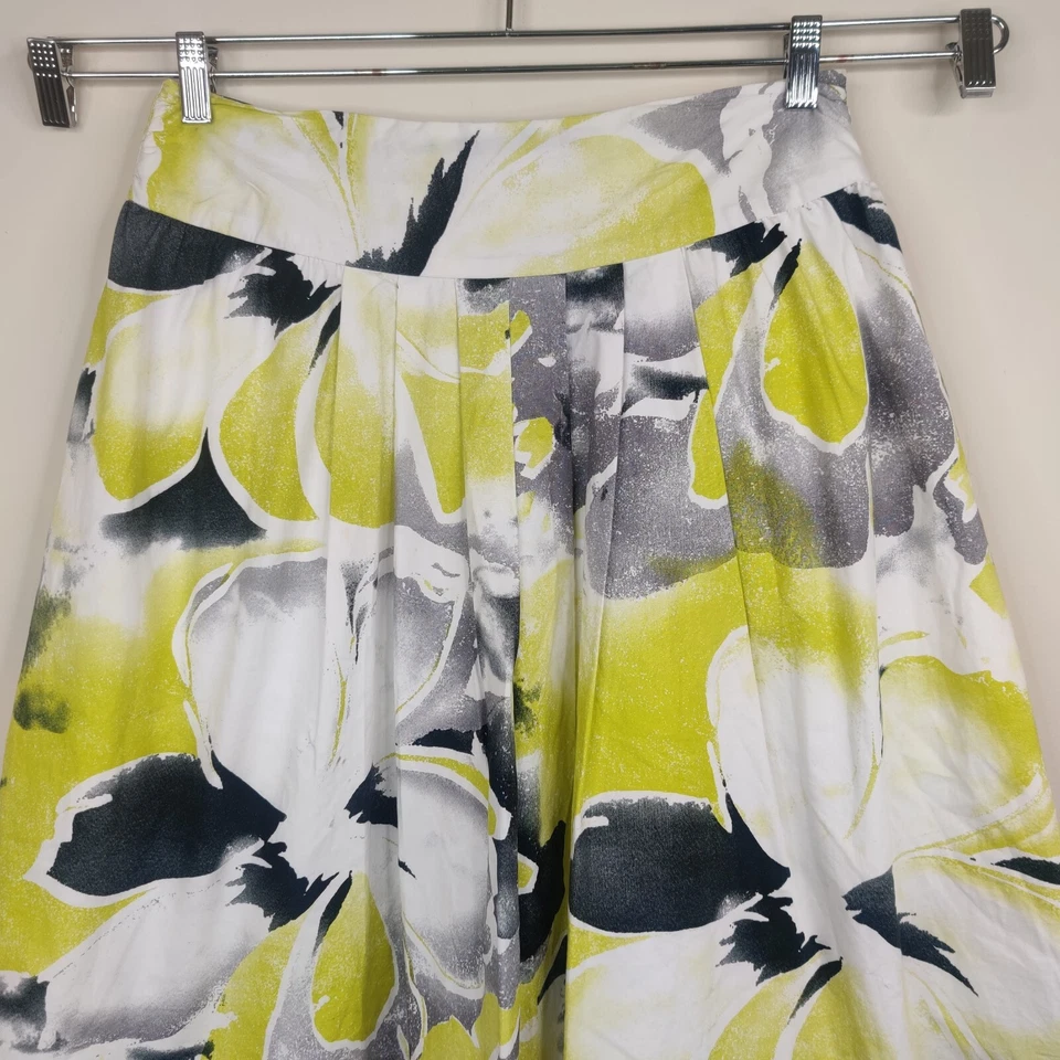 Falda Worthington 8 Mujer Plisada Midi Floral Chartreuse Negro Blanco Algodón Foto 2 de 4