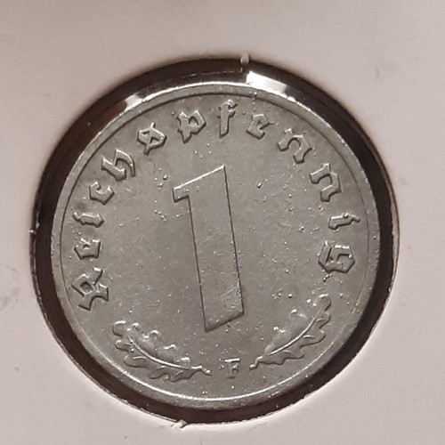1943 F ~ 1 Reichspfennig ~ KM#97 ~ WWII Germany ~ Circulated White Oxidation - Picture 11 of 12