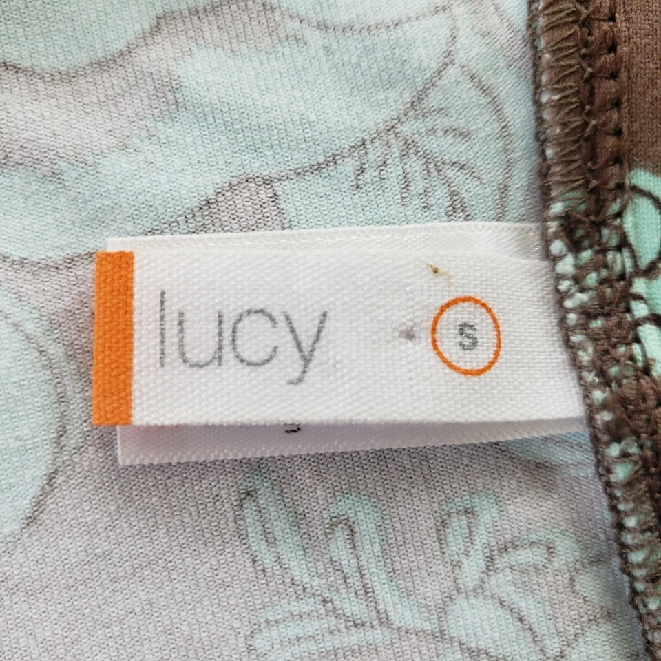 Regata Lucy Feminina Pequena Azul Marrom Treino Floral - Imagem 3 de 4