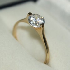 100% Genuine 9k Solid Yellow Gold 0.75ct Sparkle CZ Soliatire Ring Sz 6.75 or N
