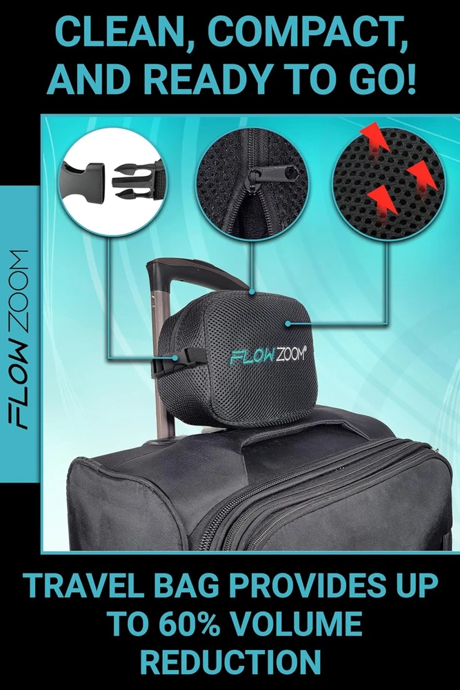 Memory Foam Travel Neck Pillow for Long Flights & Airplane Comfort