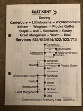 East Kent Timetable Leaflet Rte 612-4/22-3, 713 Canterbury - Deal 5/2/1984