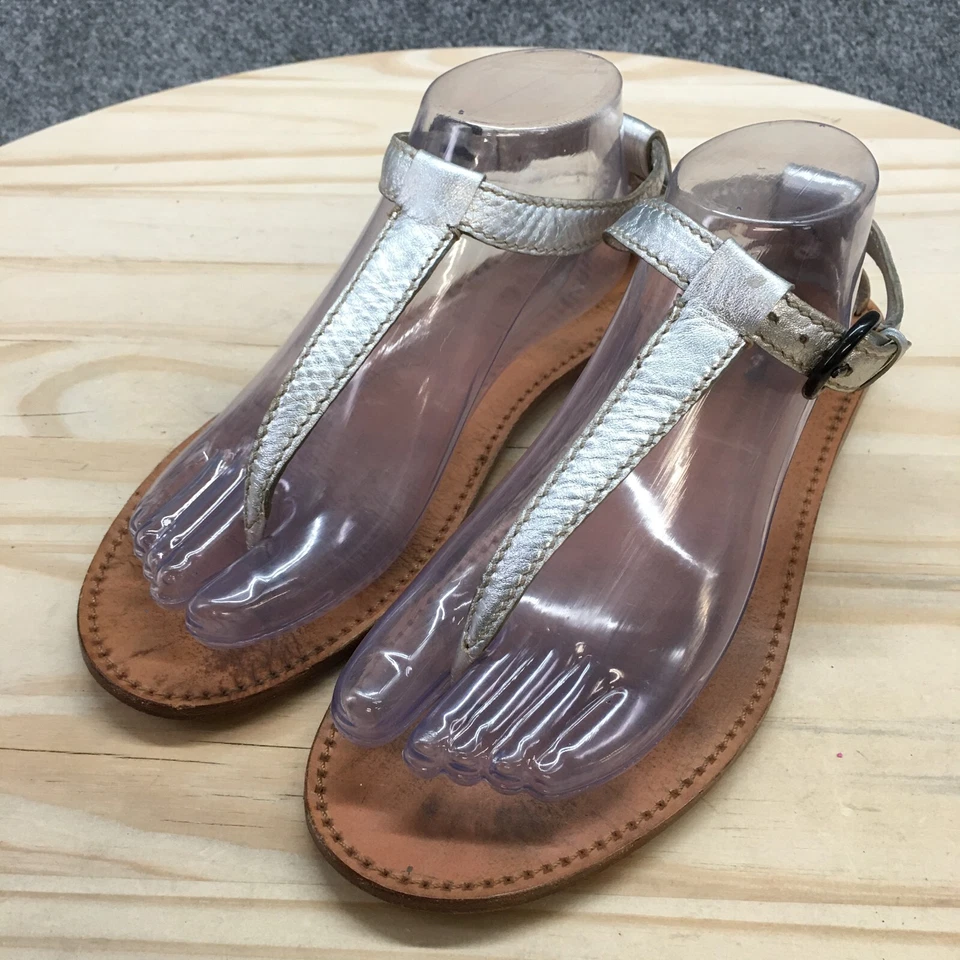 Sandalia Miu Mujer 40 Plateada Tanga Punta Abierta Cordones Informal Charol Foto 3 de 4