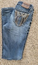Zanadi Zana Di Jeans Womens Size 7 Medium/Dark Wash Embroidered Rhinestones