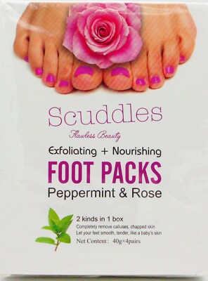 4 piece Scuddles Exfoliating + Nourishing Food Packs Peppermint & Rose 40g each