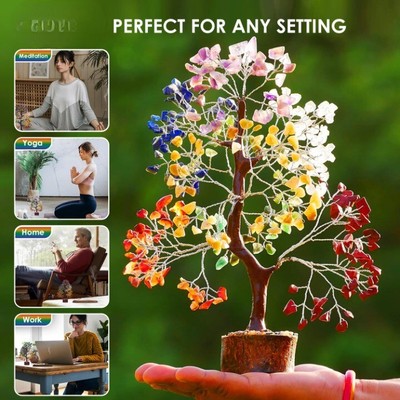 7 Chakra Crystal Tree of Life Gemstones MoneyTree Feng Shui Good Luck Prosperity