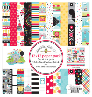 Crafts 12X12 Paper Kit Doodlebug Fun at the Park Rides Food Disney Fireworks XOX