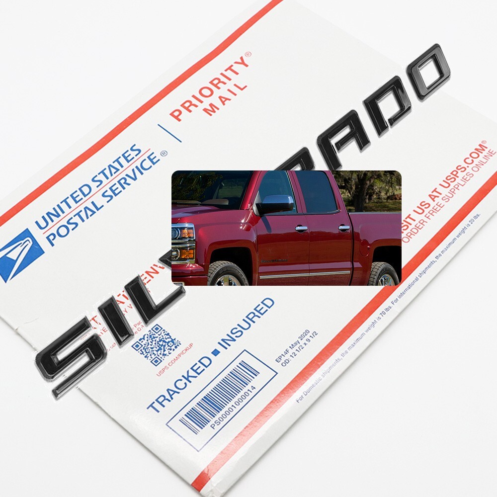 Gloss Black Nameplates Adhesive Emblem For Silverado Door Tailgate Badge