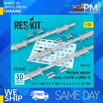 Reskit RS32-0341 - 1/32 Multiple ejector racks A/A37B-6 (MER-7) (3 pcs)