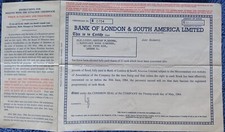 Vintage Aktienzertifikat Bank of London And South America