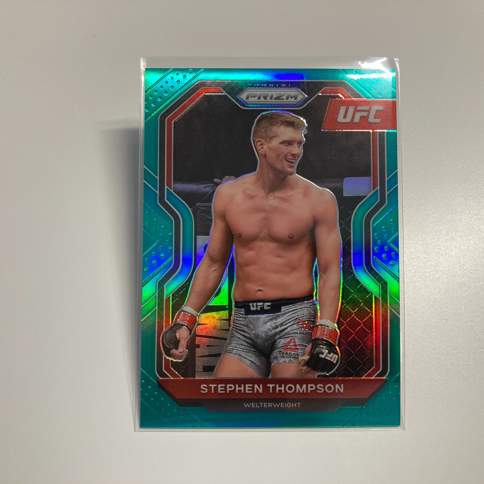 Stephen Thompson 2021 Panini Prizm UFC Teal Refractor Card 25/49 #81