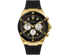 NEW GUESS POSEIDON GW0057G1 Multifunction Silicone Black & Gold