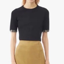 3:1 Philip Lim  Short Sleeved T-Shirt with Embellished Sleeve Trim
