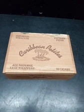 Caribbean Petites Factory Fresh Wooden cigar Box Holds 50 Cigars Wood Container 