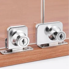 Showcase Lock With Key Suitable For Cabinets With Dual Rotating Glass Doors