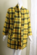 Branigan Weavers M Yellow Swing Handwoven Ireland Aline Wool Coat Jacket Scarf