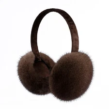 Unisex Real Mink Hair Earmuffs With Velvet Band Foldable Ear Warmer Winter Warm